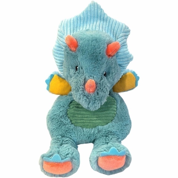 MARY Meyer Pebblesaurus Lovey Blue Triceratops Dinosaur Plush Security Blanket - Picture 2 of 11
